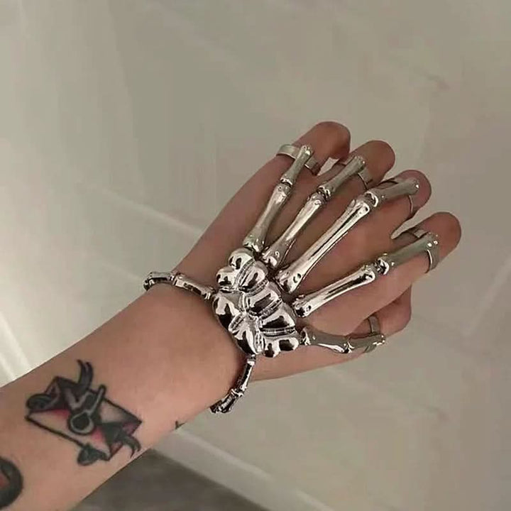 Metal chain skull hand decor gloves  | Festival Outfits Women