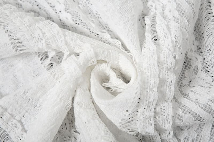 Lace ruffle solid hollow out cut out maxi skirt  | Festival Outfits Women