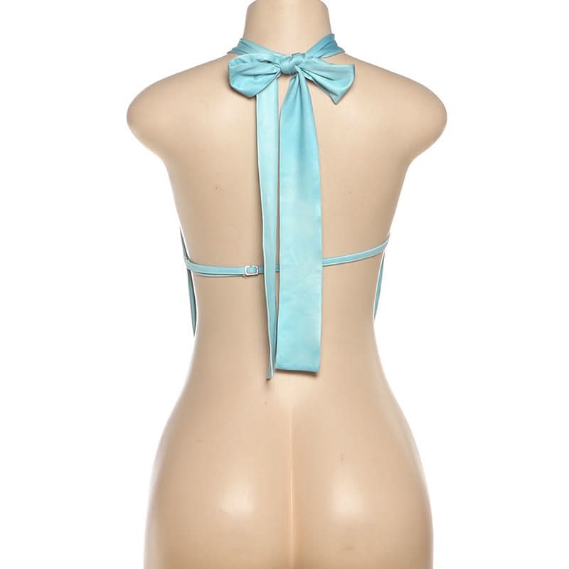 Hollow out self tiehalter backless cut out top  | Festival Outfits Women