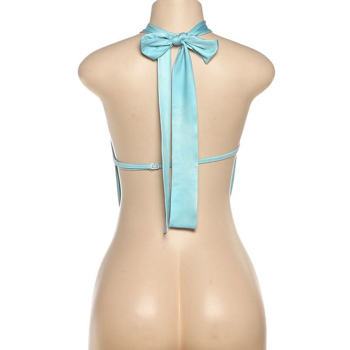 Hollow out self tiehalter backless cut out top  | Festival Outfits Women