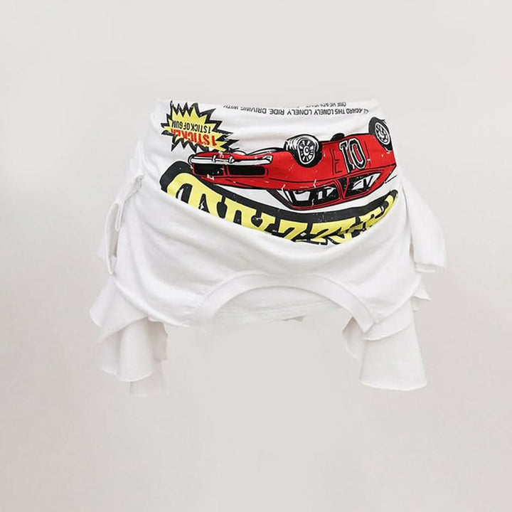 Irregular print contrast mini skirt  | Festival Outfits Women