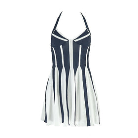 Halter self tie v neck contrast mini dress  | Festival Outfits Women
