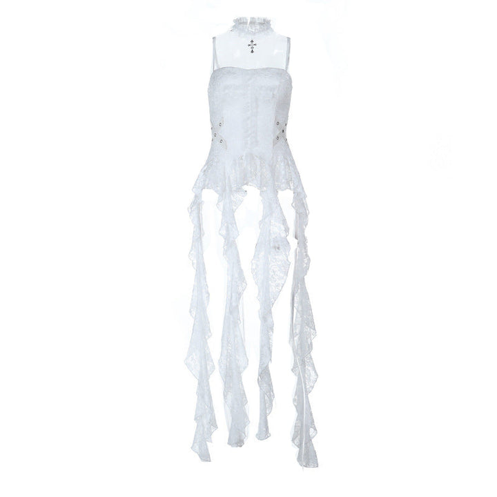Cross pattern lace backless cami top  | Festival Outfits Women-final-sale