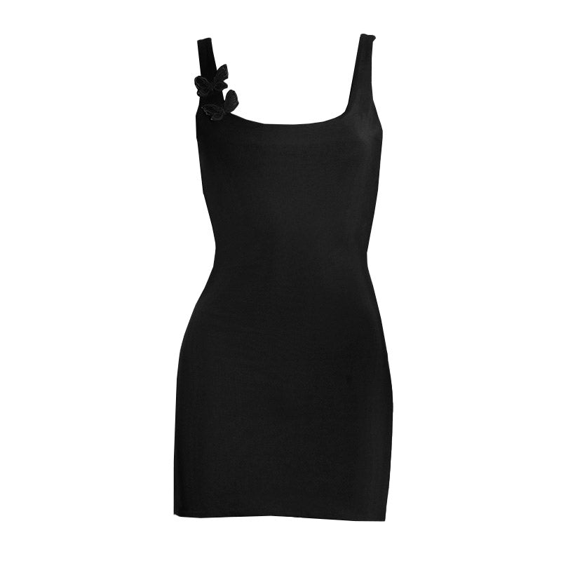 Square neck butterfly applique tank mini dress  | Festival Outfits Women