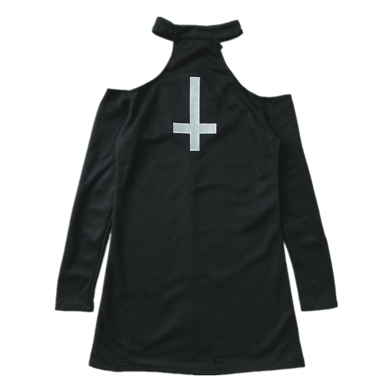 Long sleeve off shoulder cross pattern mini dress  | Festival Outfits Women