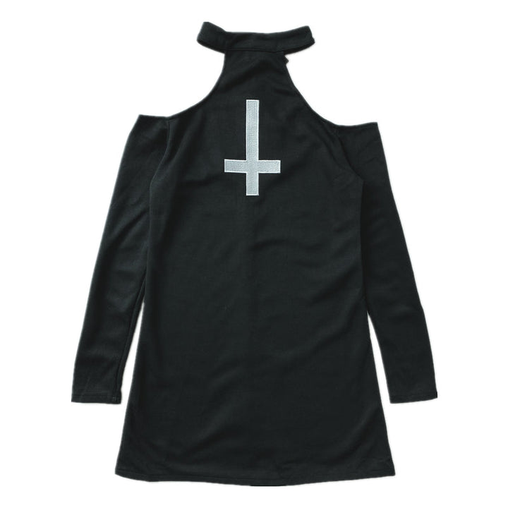 Long sleeve off shoulder cross pattern mini dress  | Festival Outfits Women