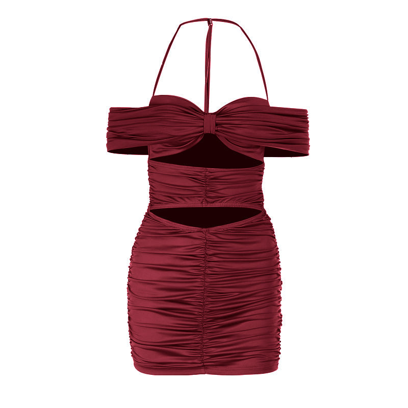 Off shoulder ruched hollow out cut out mini dress  | Festival Outfits Women