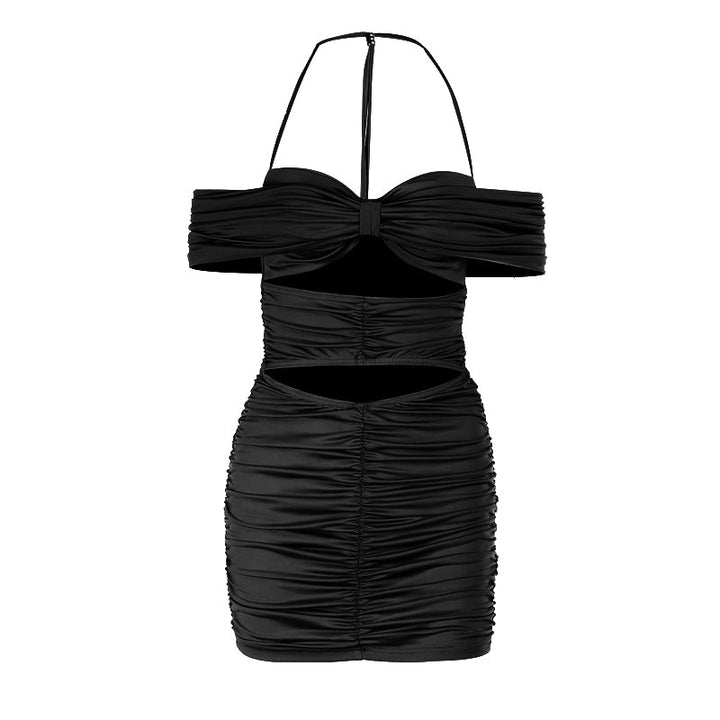 Off shoulder ruched hollow out cut out mini dress  | Festival Outfits Women