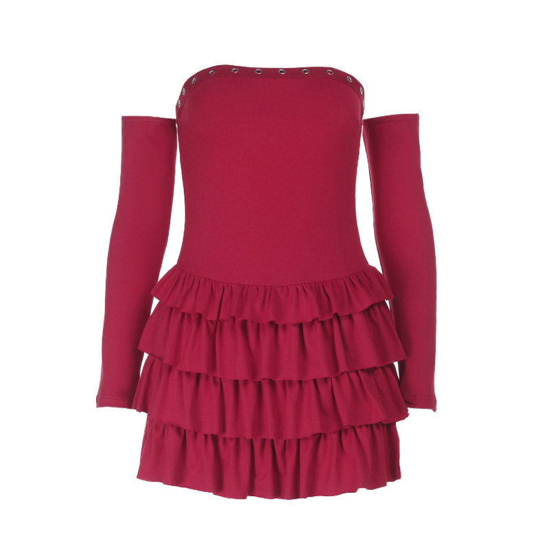 Ruffle gloves ruched backless tube mini dress  | Festival Outfits Women