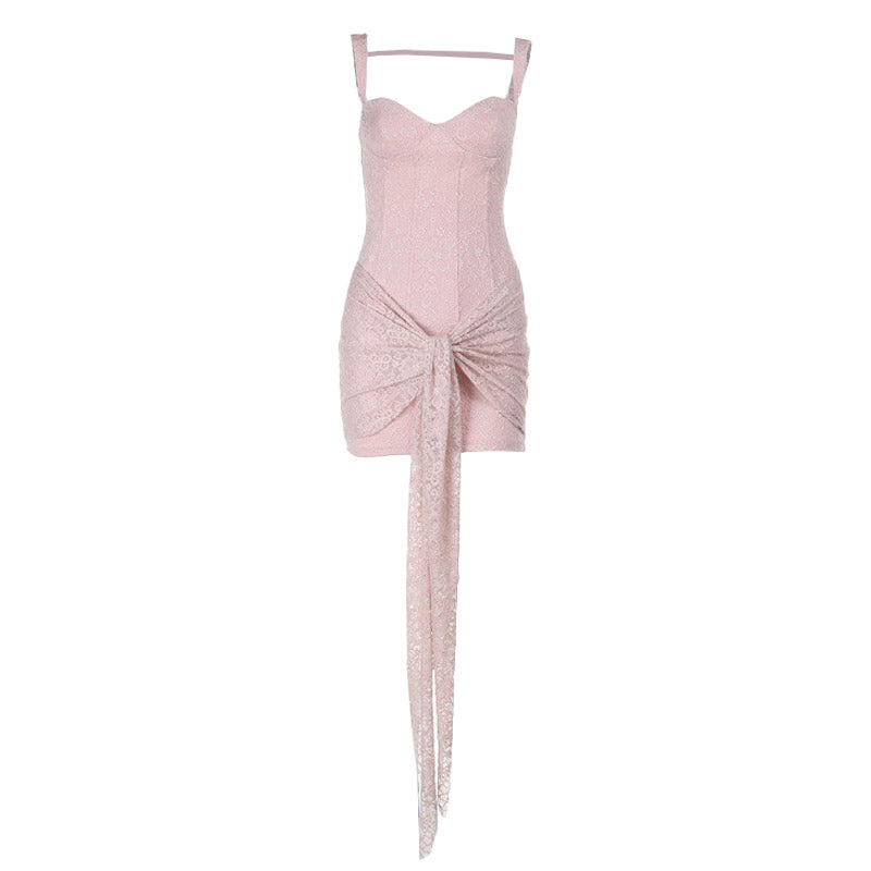 Lace v neck zip-up ruched cami mini dress  | Festival Outfits Women