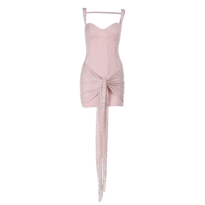 Lace v neck zip-up ruched cami mini dress  | Festival Outfits Women