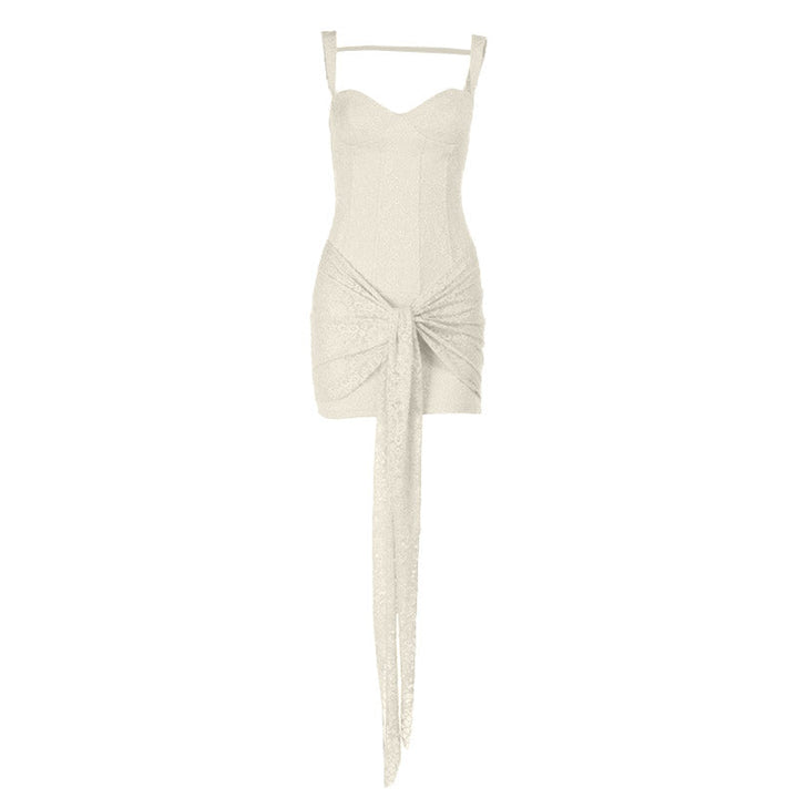 Lace v neck zip-up ruched cami mini dress  | Festival Outfits Women