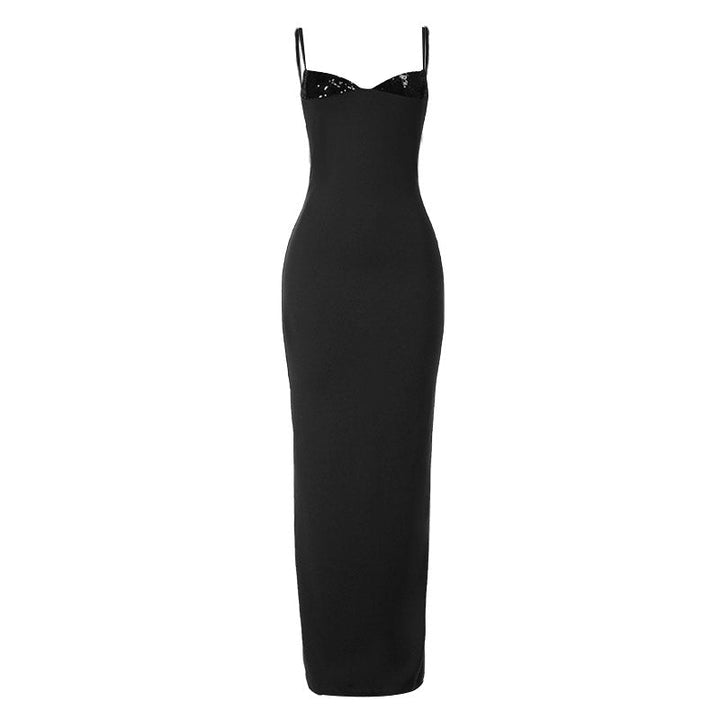 V neck backless solid cami maxi dress  | Festival Outfits Women