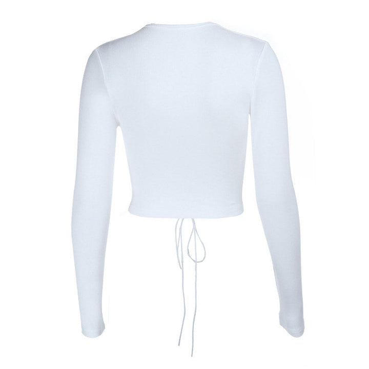 Lace up corset long sleeve solid top  | Festival Outfits Women-final-sale