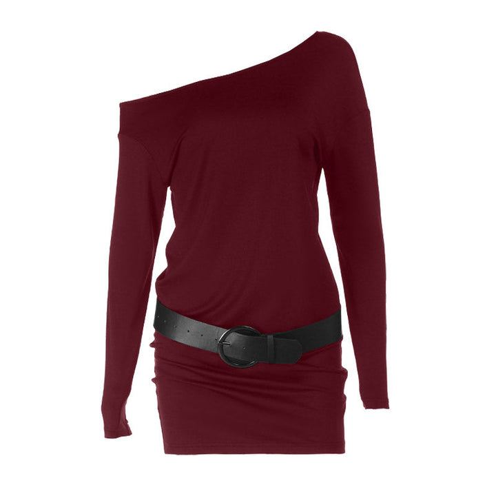 One shoulder long sleeve irregular mini dress  | Festival Outfits Women