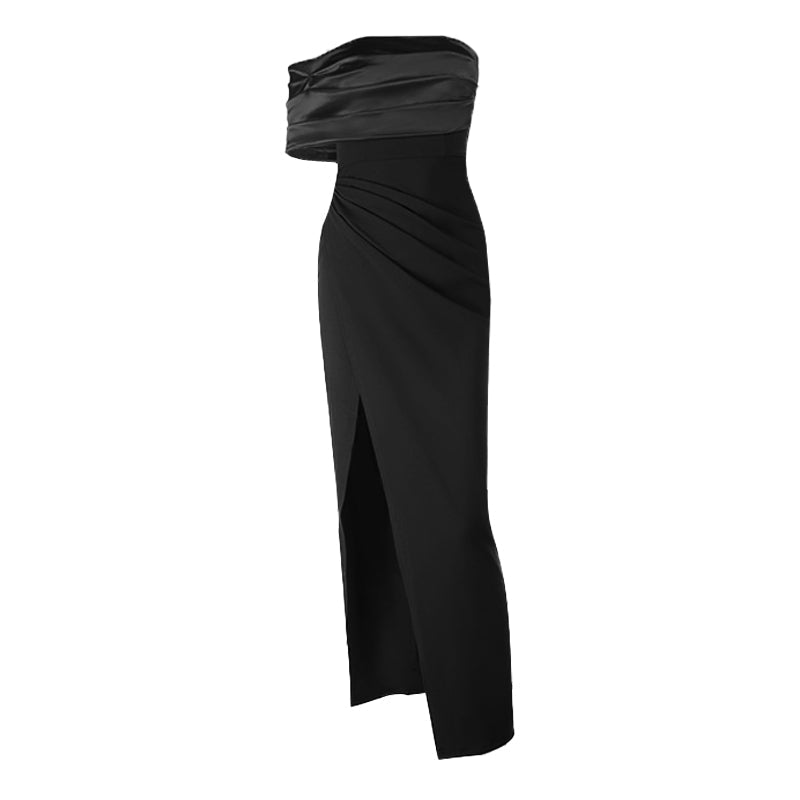 Irregular high slit pleated zip-up maxi dress  | Festival Outfits Women