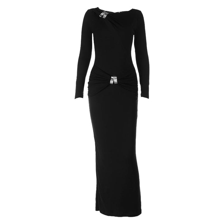 Long sleeve hollow out ruched irregular cut out midi dress  | Festival Outfits Women