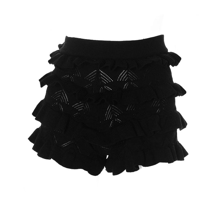 Ruffle knitted solid short pant  | Festival Outfits Women