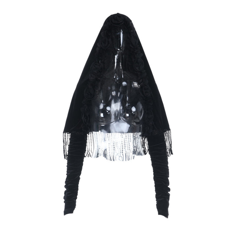 Long sleeve flower applique velvet tassels top  | Festival Outfits Women