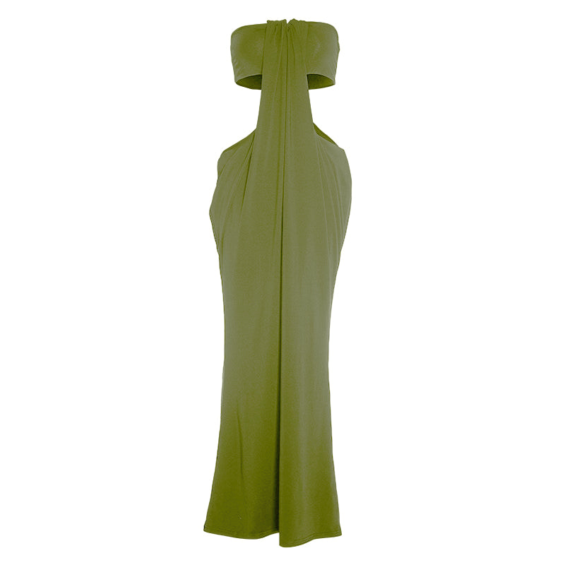 Hollow out ruched solid cut out maxi dress  | Festival Outfits Women-final-sale