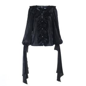 Long sleeve v neck ruffle button top  | Festival Outfits Women