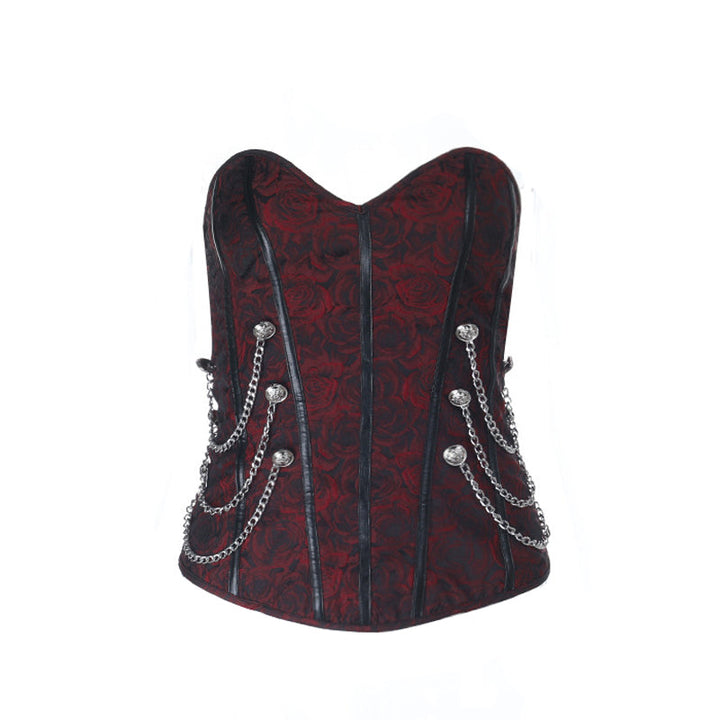 Sweetheart neck corset zip-up metal chain top  | Festival Outfits Women