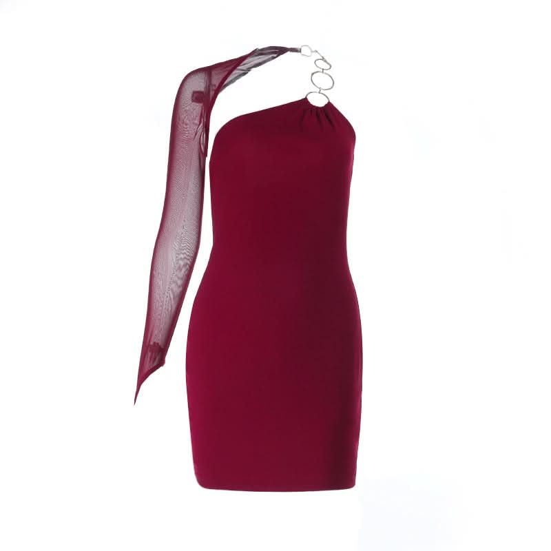 One shoulder o ring backless mini dress  | Festival Outfits Women