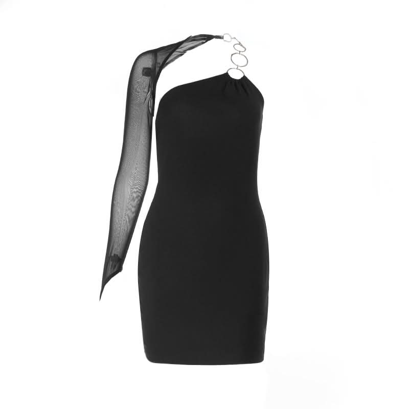 One shoulder o ring backless mini dress  | Festival Outfits Women