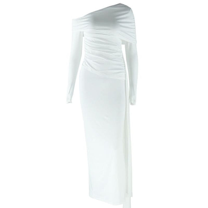 Irregular long sleeve one shoulder maxi dress  | Festival Outfits Women