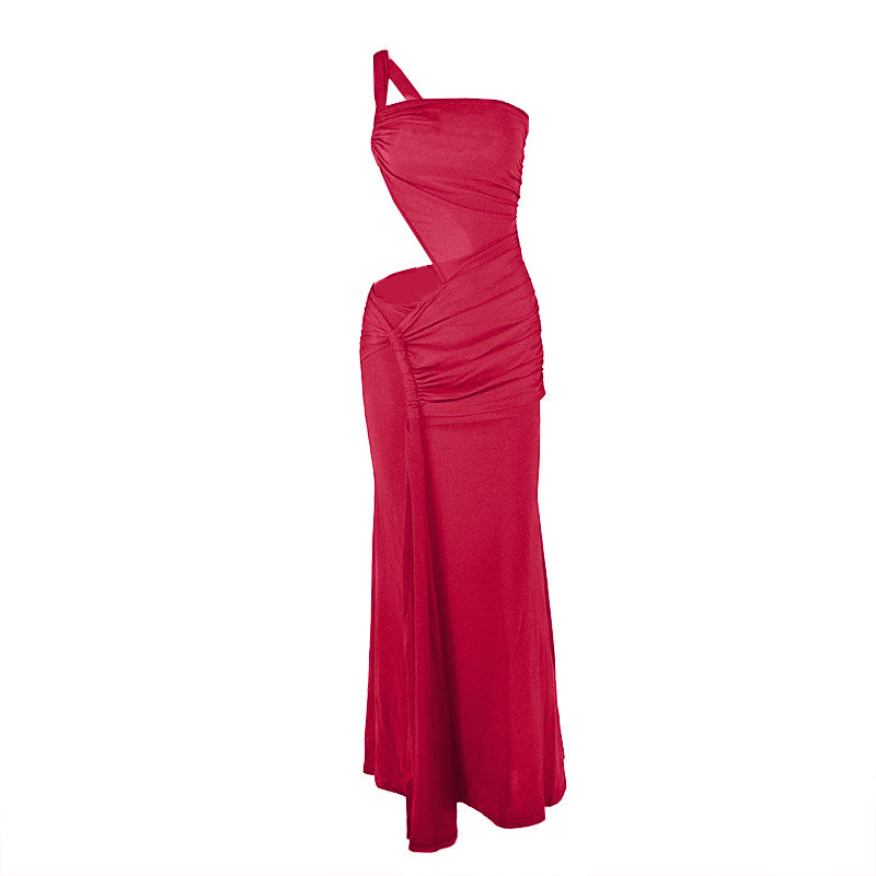 slim fit dress slacks Anok Yai 2023 Cannes Film Festival Black One Shoulder Slit Dress