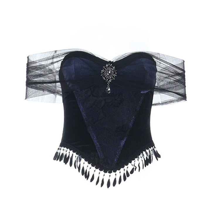 Off shoulder mesh backless tube top  | Festival Outfits Women