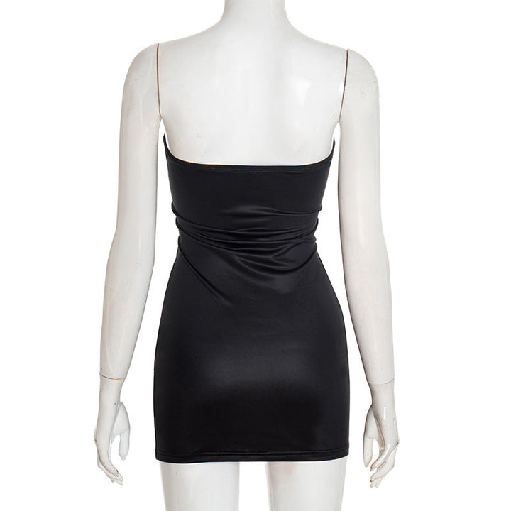 Letter print contrast backless tube mini dress  | Festival Outfits Women