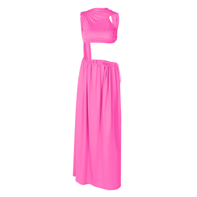 Ruched backless high slit crop maxi skirt set  | Festival Outfits Women