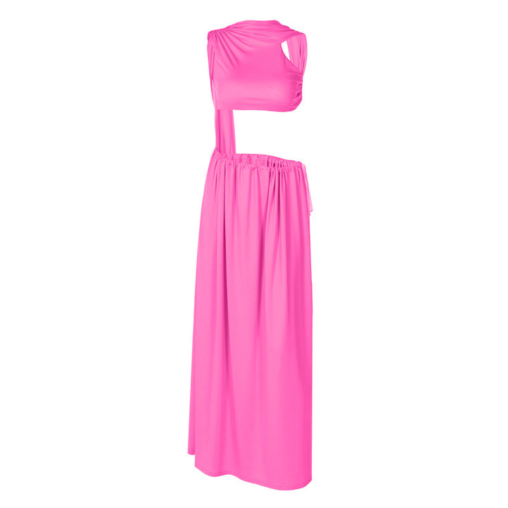 Ruched backless high slit crop maxi skirt set  | Festival Outfits Women