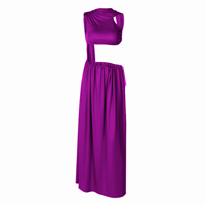 Ruched backless high slit crop maxi skirt set  | Festival Outfits Women