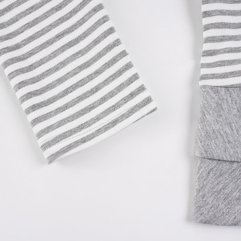 Crewneck button long sleeve ruffle striped top  | Festival Outfits Women