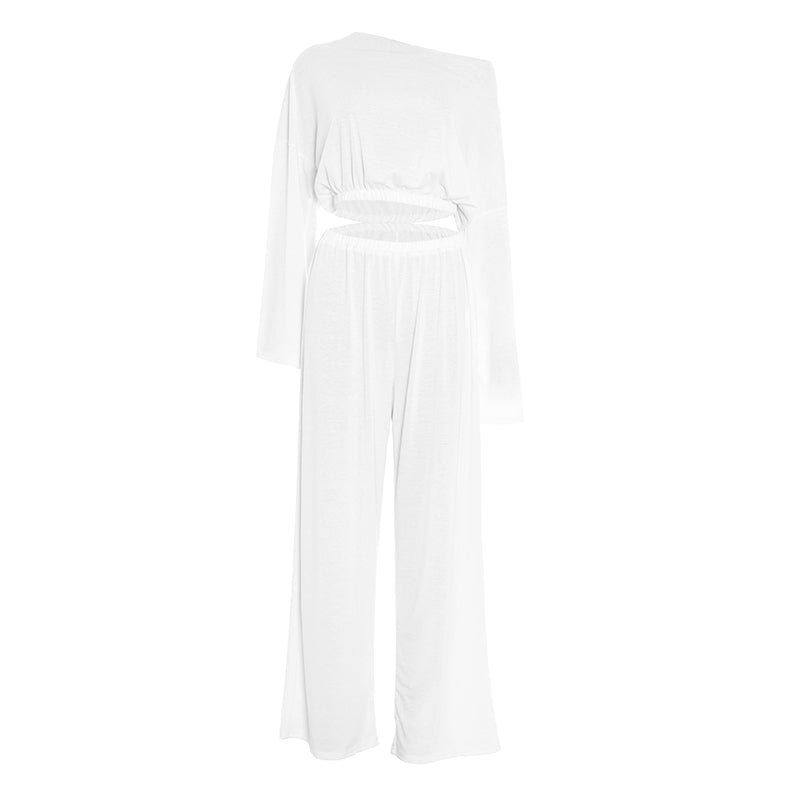 Long sleeve crewneck ruched medium rise pant set  | Festival Outfits Women