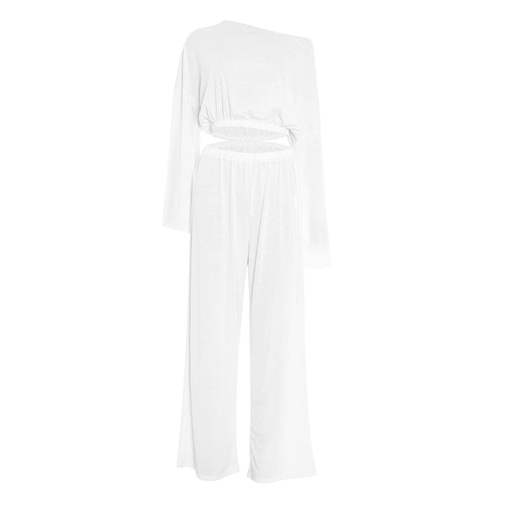 Long sleeve crewneck ruched medium rise pant set  | Festival Outfits Women