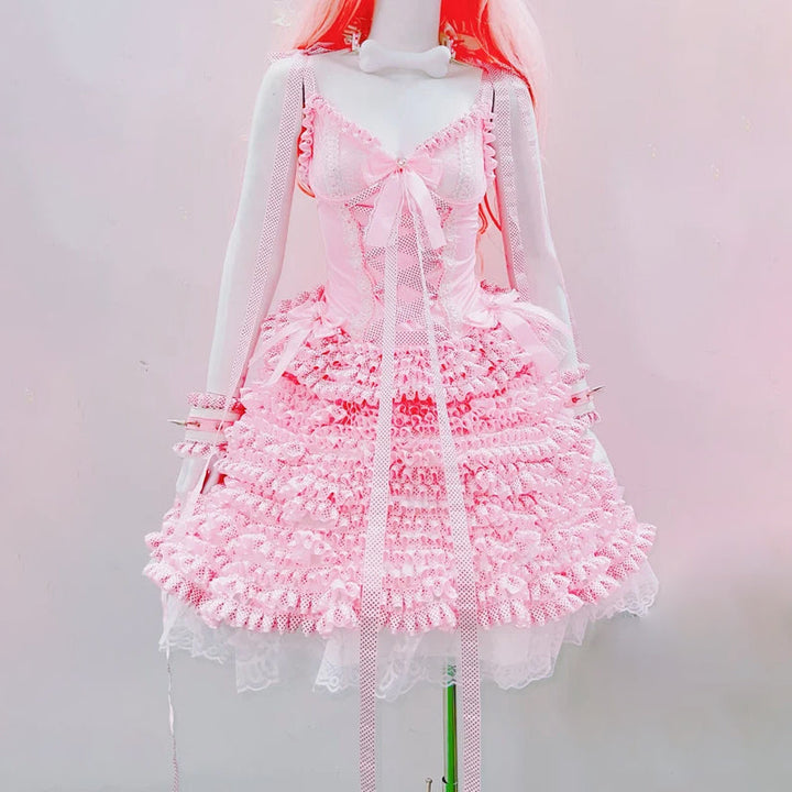 Bowknot ruffle v neck lace hem cami midi skirt set  | Festival Outfits Women