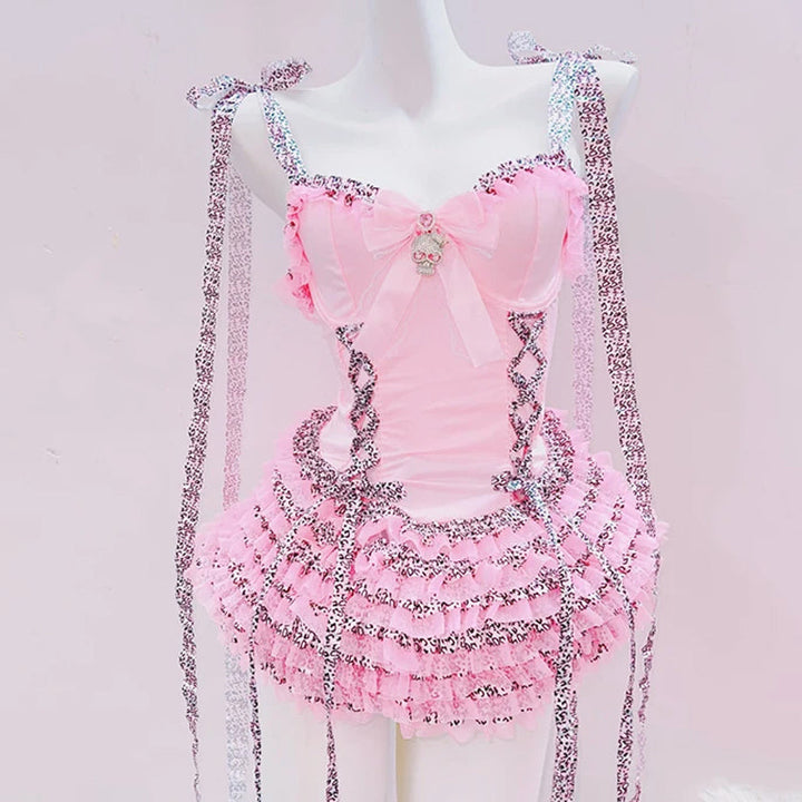 Bowknot v neck ruffle self tie cami mini dress  | Festival Outfits Women