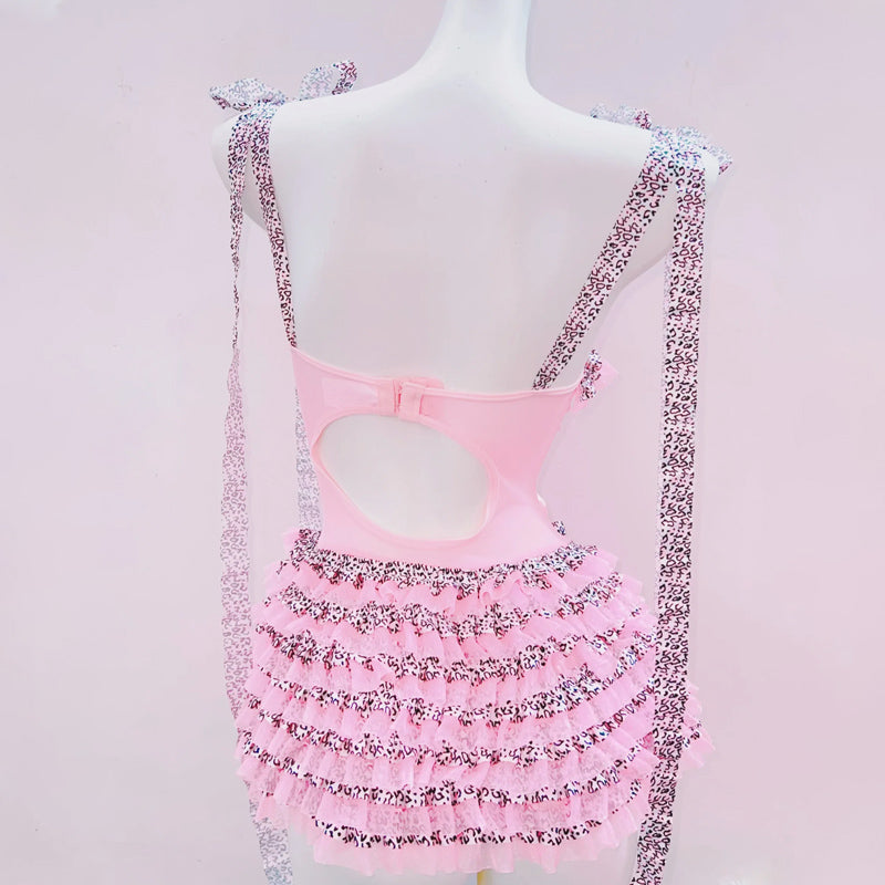 Bowknot v neck ruffle self tie cami mini dress  | Festival Outfits Women