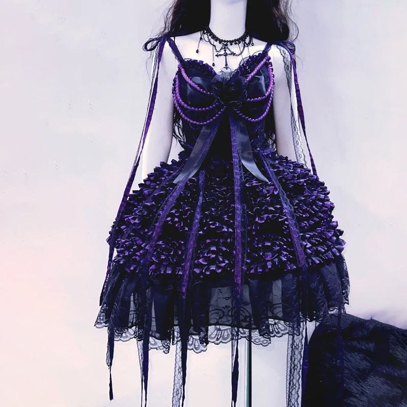 Long flared sleeve lace beaded ruffle cami midi skirt set  | Festival Outfits Women