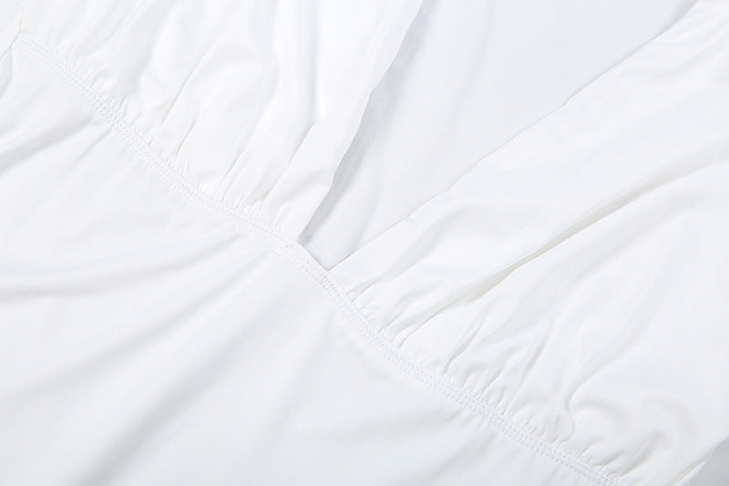 Long sleeve v neck low cut solid maxi dress  | Festival Outfits Women