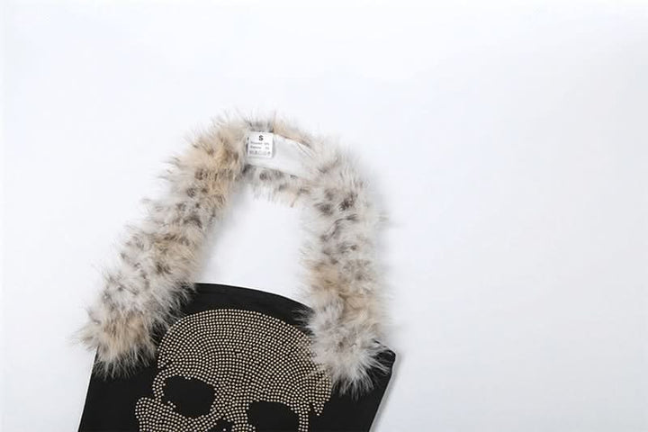 Halter skull beaded fluffy top  | Festival Outfits Women