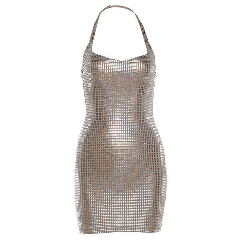 Halter backless metallic mini dress  | Festival Outfits Women
