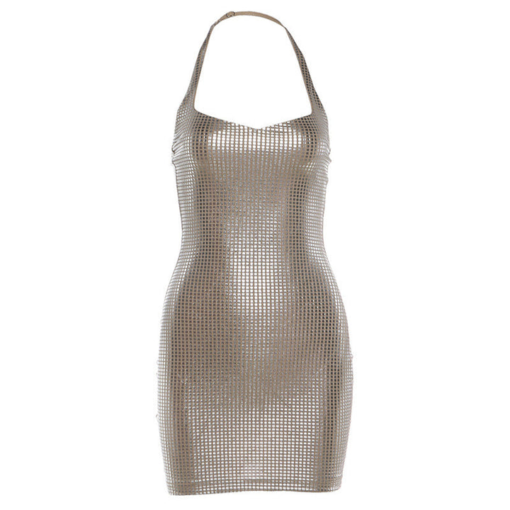 Halter backless metallic mini dress  | Festival Outfits Women