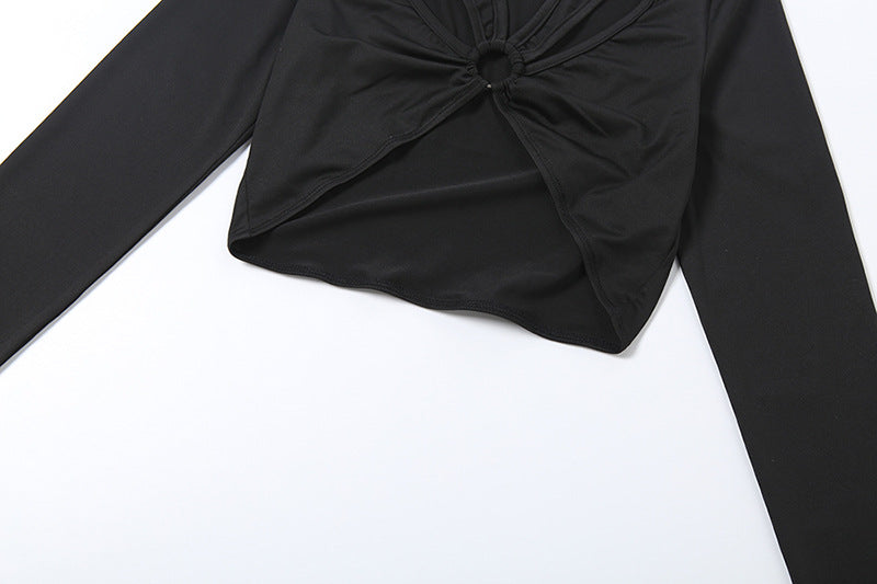 Hollow out long sleeve o ring slit maxi skirt set  | Festival Outfits Women