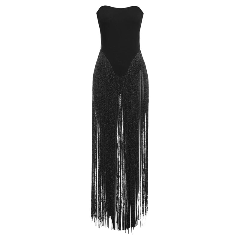 Tassels button backless solid tube bodysuit  | Festival Outfits Women