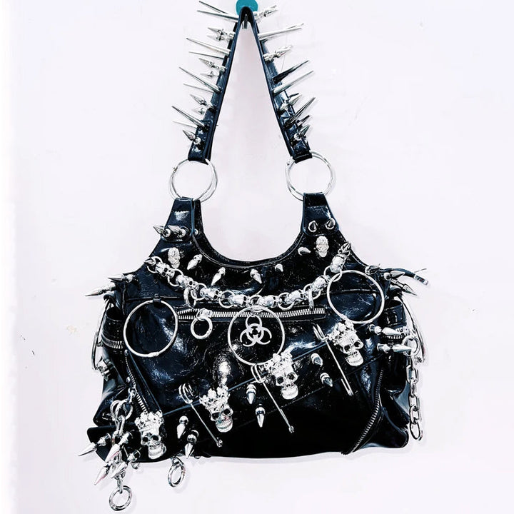 O ring PU leather rivet handbag  | Festival Outfits Women