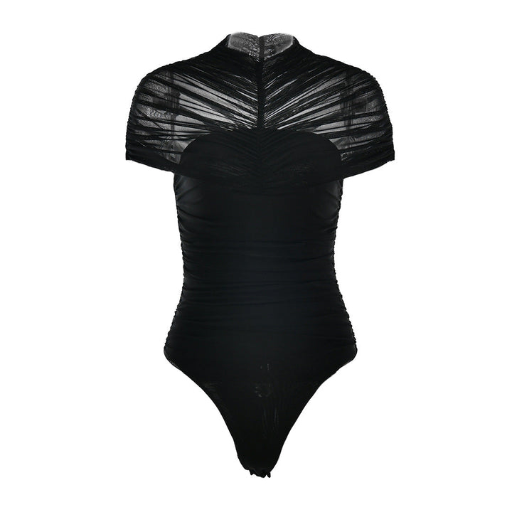 Crewneck ruched button solid bodysuit